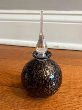 Vintage Art Glass Perfume Bottle Iridescent Apothecary Witchy Vanity Decor